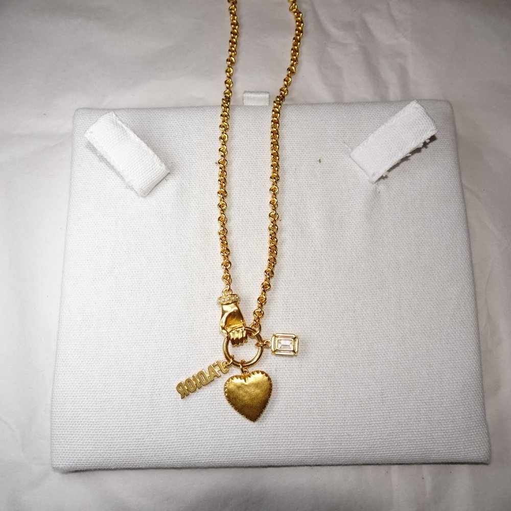 Dior J'Adior Hand Heart Crystal Gold Chain Necklace - Picture 10 of 13